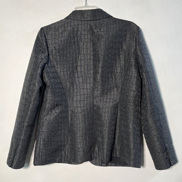 CHICO'S Sephia Croc Embossed Charcoal/Black Subtle Sheen Blazer SZ M (8) - Picture 6 of 16